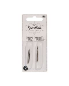 SpeedBall Standard Point Dip Pen - Blister Pack of 2 - 102/108 - Crow & Litho Hawk Quill Nib