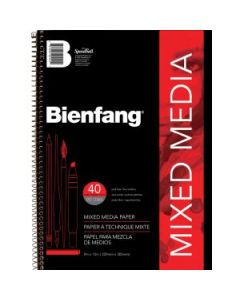 Speedball Bienfang Mixed Media - Fine Grain 146 GSM - 22.86 cm x 30.48 cm or 9" x 12" Spiral Long Side Pad of 40 Sheets