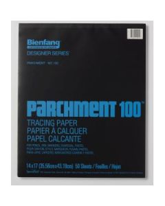 Speedball Bienfang Parchment 100 Tracing Paper - Fine Tooth 40 GSM - 35.56 cm x 43.18 cm or 14" x 17" Glued Short Side Pad of 50 Sheets