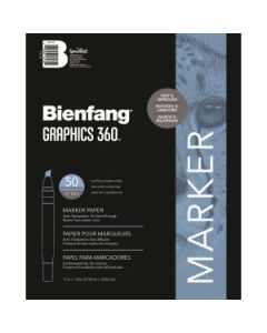 Speedball Bienfang 360 Marker Paper - Ultra-Smooth 60 GSM - 27.94 cm x 35.56 cm or 11" x 14" Glued Short Side Pad of 50 Sheets