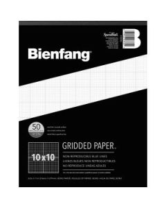 Speedball Bienfang Designer Grid (10 x 10) Paper - Smooth 75 GSM - 21.59 cm x 27.94 cm or 8.5" x 11" Glued Short Side Pad of 50 Sheets