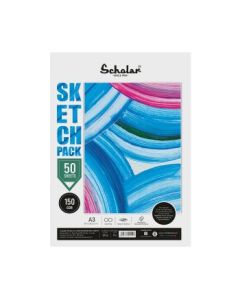 Scholar Artists' Sketch Pack - A3 (29.7 cm x 42 cm or 11.7 in x 16.5 in) Natural White Smooth 150 GSM, Poly Pack of 50 Sheets