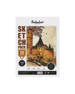 Scholar Artists' Sketch Pack - A4 (29.7 cm x 21 cm or 8.3 in x 11.7 in) Natural White Smooth 170 GSM, Poly Pack of 50 Sheets