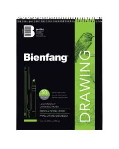 Speedball Bienfang Lightweight Drawing Paper - Light Tooth 82 GSM - 22.86 cm x 30.48 cm or 9" x 12" Glued Short Side Pad of 50 Sheets