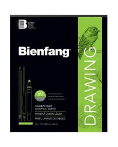 Speedball Bienfang Lightweight Drawing Paper - Light Tooth 82 GSM - 35.56 cm x 43.18 cm or 14" x 17" Glued Short Side Pad of 50 Sheets