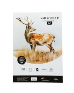 Scholar Artists' Watercolour - A3 (29.7 cm x 42 cm or 11.7 in x 16.5 in) Natural White Heavy Grain / Matt Surface / Cold Press 300 GSM 100% Wood Free Cellulose Cotton Paper, Poly Pack of 5 Sheets