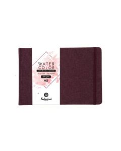 Scholar Artists' Watercolour Journal - A5 (14.8 cm x 21 cm or 5.8 in x 8.3 in) Natural White Cold Press 300 GSM, Burgundy Travel Journal of 28 Sheets