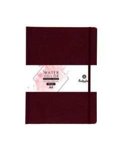 Scholar Artists' Watercolour Journal - A4 (29.7 cm x 21 cm or 8.3 in x 11.7 in) Natural White Cold Press 300 GSM, Burgundy Travel Journal of 28 Sheets