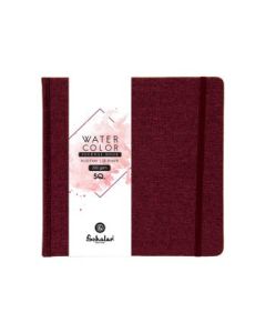 Scholar Artists' Watercolour Journal - Square (19.5 cm x 19.5 cm or 7.68 in x 7.68 in) Natural White Cold Press 300 GSM, Burgundy Travel Journal of 28 Sheets