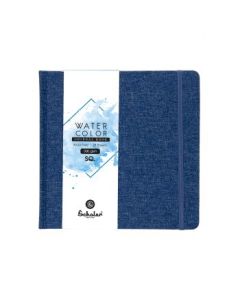 Scholar Artists' Watercolour Journal - Square (19.5 cm x 19.5 cm or 7.68 in x 7.68 in) Natural White Cold Press 300 GSM, Blue Travel Journal of 28 Sheets