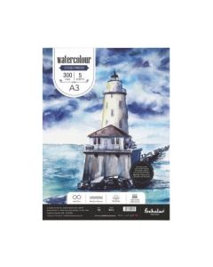 Scholar Artists' Watercolour - A3 (29.7 cm x 42 cm or 11.7 in x 16.5 in) Natural White Medium Grain / Matt Surface / Cold Press 300 GSM 100% Wood Free Cellulose Cotton Paper, Poly Pack of 5 Sheets