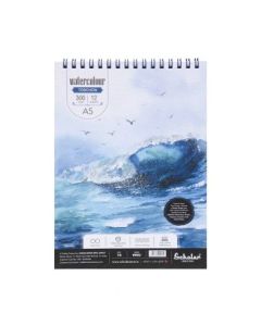 Scholar Artists' Watercolour - A5 (14.8 cm x 21 cm or 5.8 in x 8.3 in) Natural White Rough Grain 300 GSM 100% Wood Free Cellulose Cotton Paper, Wiro Spiral Pad of 12 Sheets