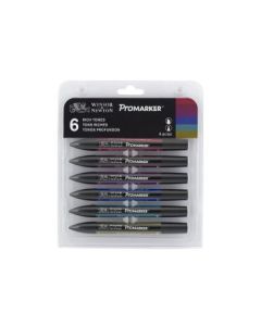 Winsor & Newton ProMarker - Twin Tip - Alcohol Based - Rich Tones Set of 6