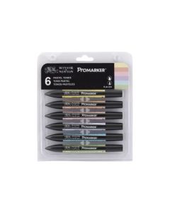 Winsor & Newton ProMarker - Twin Tip - Alcohol Based - Pastel Tones Set of 6