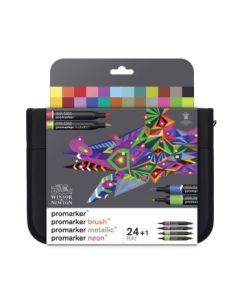 Winsor & Newton ProMarker - Twin Tip - Alcohol Based - Mixed Markers Wallet - Set of 24