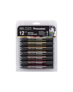 Winsor & Newton ProMarker - Twin Tip - Broad+Chisel - Alcohol Based - Manga Steampunk Set