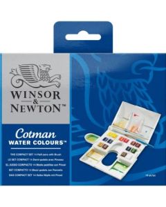 Winsor & Newton Cotman Water Colour – The Compact Set – 14 Half Pans with Brush