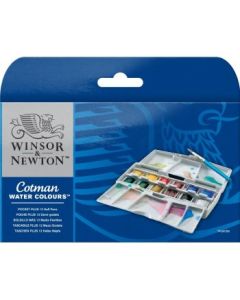 Winsor & Newton Cotman Water Colour Pocket Plus – 12 Half Pans