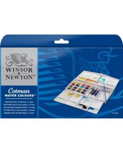 Winsor & Newton Cotman Water Colour Painting Plus – 16 Half Pans + 3 Tubes of 8ML