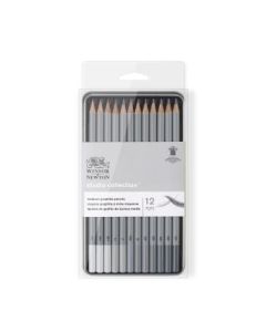 Winsor & Newton Studio Collection Medium Graphite Pencil - Set of 12 in Tin Box