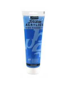 Pebeo High Viscosity Studio Acrylics - Opaque Primary Cyan (49) - Tube of 250 ML