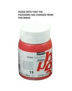 Pebeo High Viscosity Studio Acrylics - Transparent Vermillion (19) - Jar of 500 ML