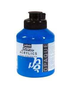 Pebeo High Viscosity Studio Acrylics - Opaque Primary Cyan (49) - Jar of 500 ML