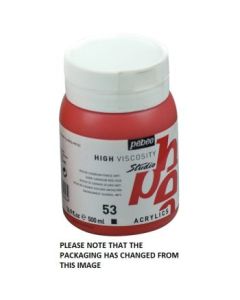 Pebeo High Viscosity Studio Acrylics - Dark Cadmium Red Hue (53) - Jar of 500 ML