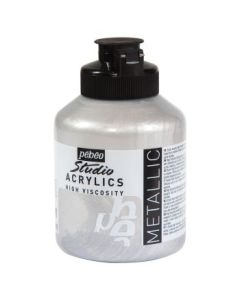 Pebeo High Viscosity Studio Acrylics - Silver (351) - Jar of 500 ML