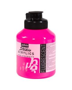 Pebeo High Viscosity Studio Acrylics - Fluorescent Pink (371) - Jar of 500 ML