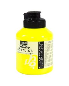 Pebeo High Viscosity Studio Acrylics - Fluorescent Yellow (372) - Jar of 500 ML