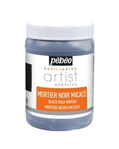 Pebeo Extra Fine Artist Acrylics Auxiliaries -  Black Mica Mortar / Texture Gel - 250 ml jar