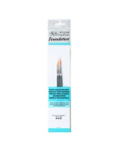 Winsor & Newton Foundation Brush Set of 3 for Watercolours - Golden Synthetic - Round 2, 4, 6 - Short Handle