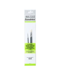 Winsor & Newton Foundation Brush Set - Natural Bristle Round 1, 3, 5 - Short Handle - Pack of 3