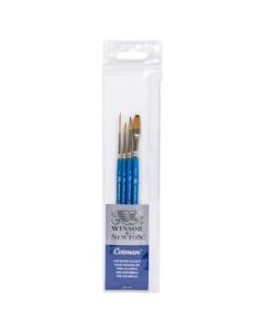 Winsor & Newton Cotman Watercolour Synthetic Hair Brush - Assorted Set- Short Handle - Pack of 4 - Set 1