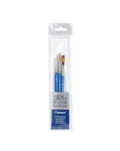 Winsor & Newton Cotman Watercolour Synthetic Hair Brush - Assorted Set- Short Handle - Pack of 4 - Set 2