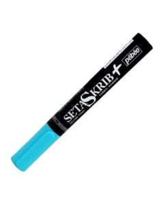 Pebeo SetaSkrib+ Light Fabrics Marker - Fluorescent Blue (17) - Brush Tip (1 mm)