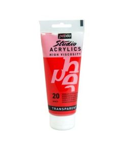 Pebeo High Viscosity Studio Acrylics - Quinacridone Scarlet (20) - Tube of 100 ML