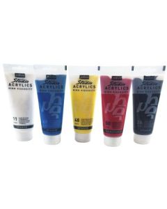 Pebeo Studio Acrylics High Viscosity Paint - 100 ml tubes - Assorted Set of 5 primary colours