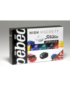 Pebeo Studio Acrylics High Viscosity Paint - 100 ml tubes - Assorted Set of 6 colours