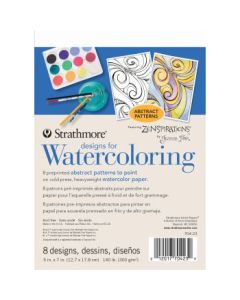 Strathmore Designs For Watercoloring - Abstract 5'' x 7'' Natural White Fine Grain 300 GSM Short Side Glue Pad of 8 Sheets