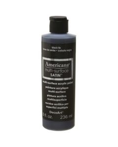 DecoArt Americana Multi Surface Satin Acrylic Paint - 236 ML (8 Oz) - Black Tie (539)