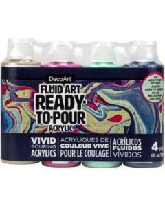 DecoArt FluidArt - Ready-to-Pour Acrylic Paint - Value Pack of 4 Colours x 118 ML - Carnival