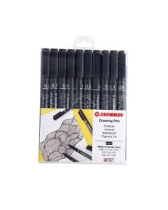 Snowman Drawing, Zentangle & Manga Pens - Set of 10