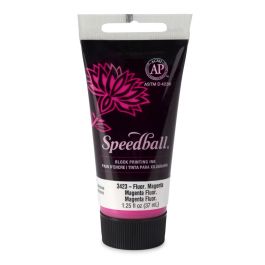 Speedball Water-Soluble Block Printing Ink Fluorescent Magenta - Tube of 1.25 Oz / 37 ML