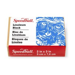 Speedball Mounted Linoleum Printing Block - Smoky Tan - 5 cm x 7.62 cm or 2