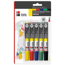 Marabu Textil Painter - Blister Pack - Set of 5 Markers x 2 - 4 MM Universal Tip