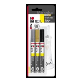 Marabu Textil Painter Glitter - Blister Pack - Set of 3 Markers x 3 MM Universal Tip