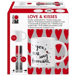 Marabu Porcelain & Glas Paint Marker - Love & Kisses - Set of 2 Markers with Porcelain Mug