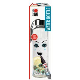 Marabu Porcelain & Glas Paint Marker - Set of 2 Markers with 500 ML Glass Water bottle